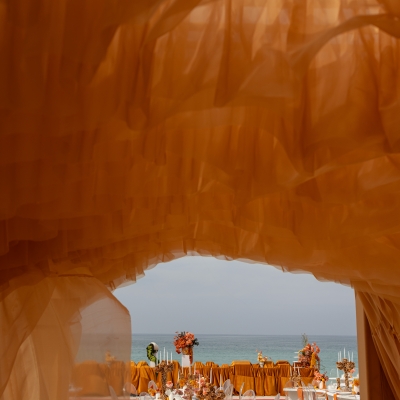 An Orange Engagement Party with Sunset Hues in Dubai