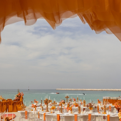 An Orange Engagement Party with Sunset Hues in Dubai
