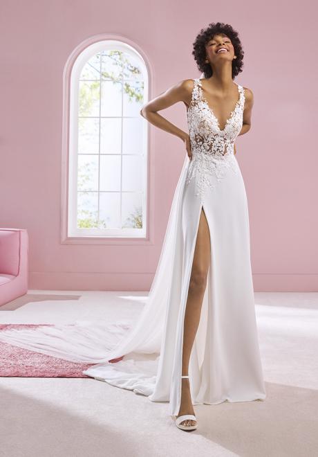 hayley paige striped wedding gown