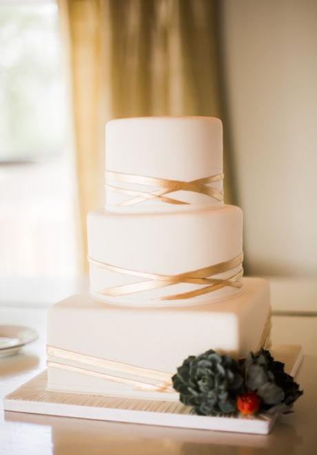 12 All White Cakes with Metallic Accents
