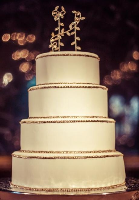 12 All White Cakes with Metallic Accents