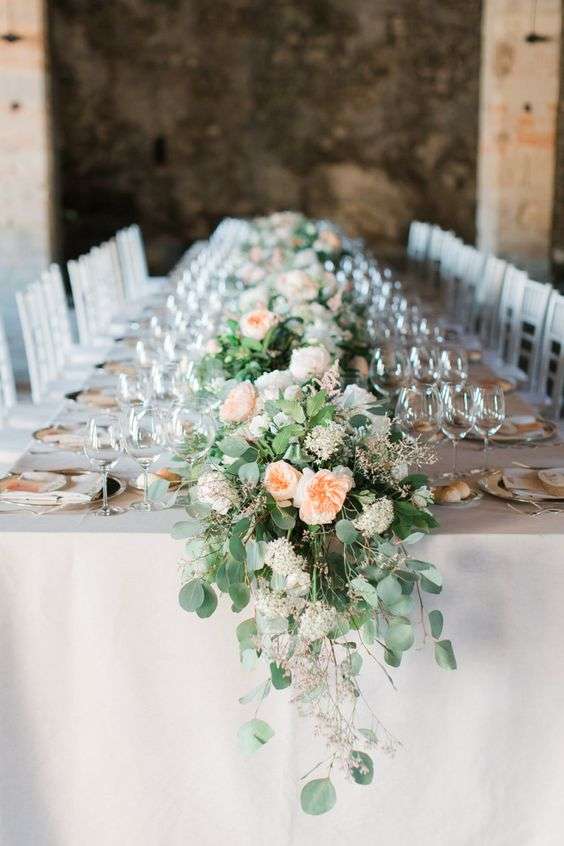 Flower Table Runners as Wedding Centerpieces