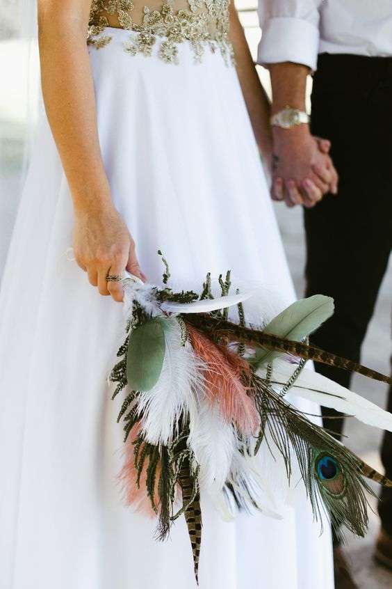 Feather Wedding Bouquet Ideas