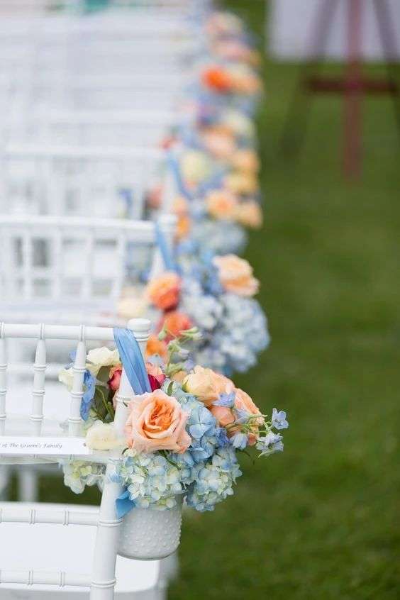 Peach and blue wedding theme