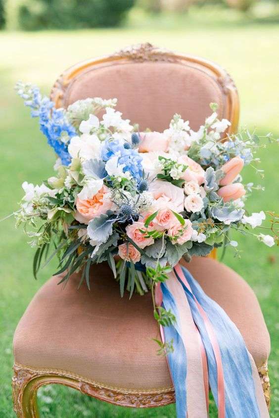 Peach and blue wedding theme