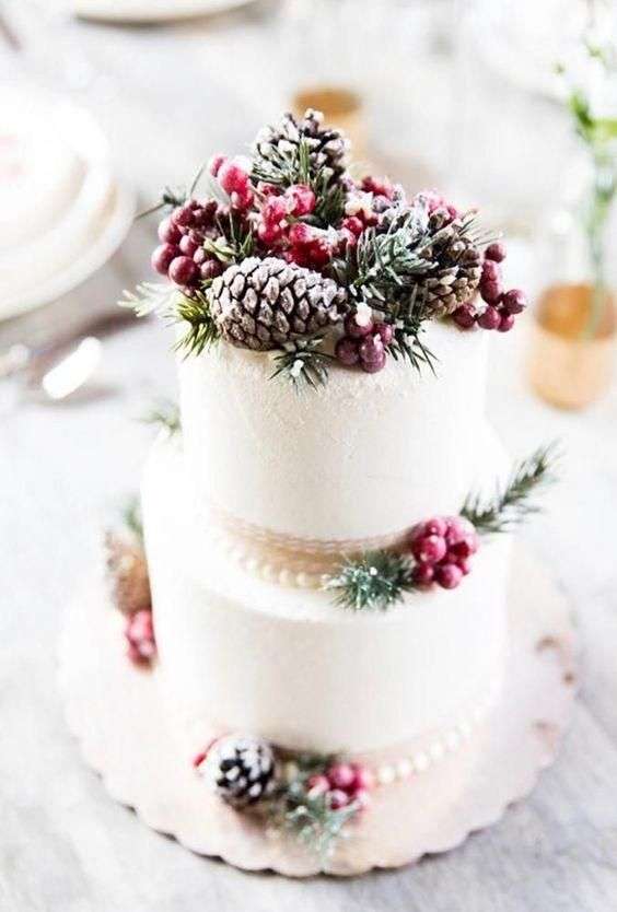 Lovely Christmas-Inspired Wedding Cakes