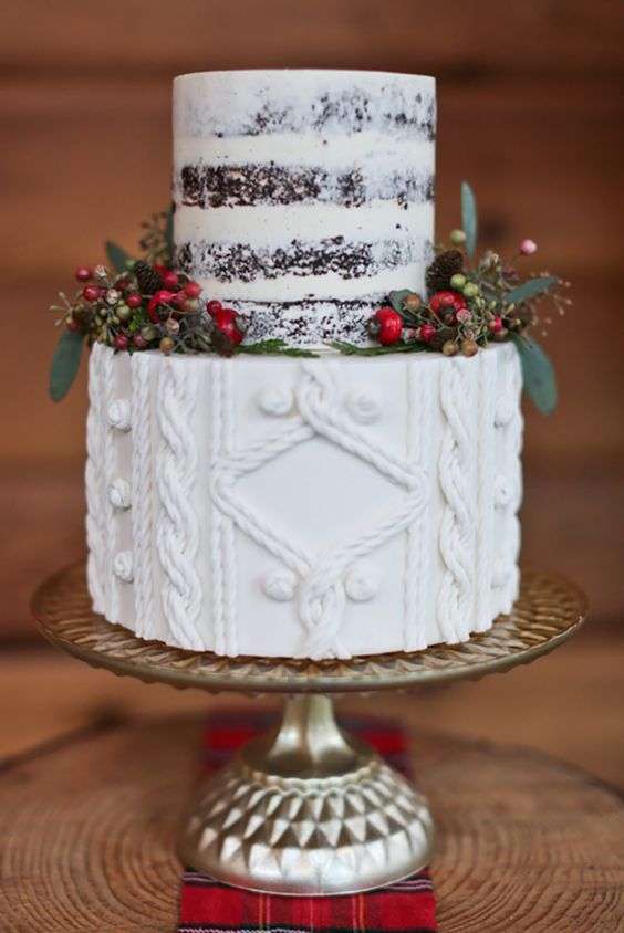 Lovely Christmas-Inspired Wedding Cakes