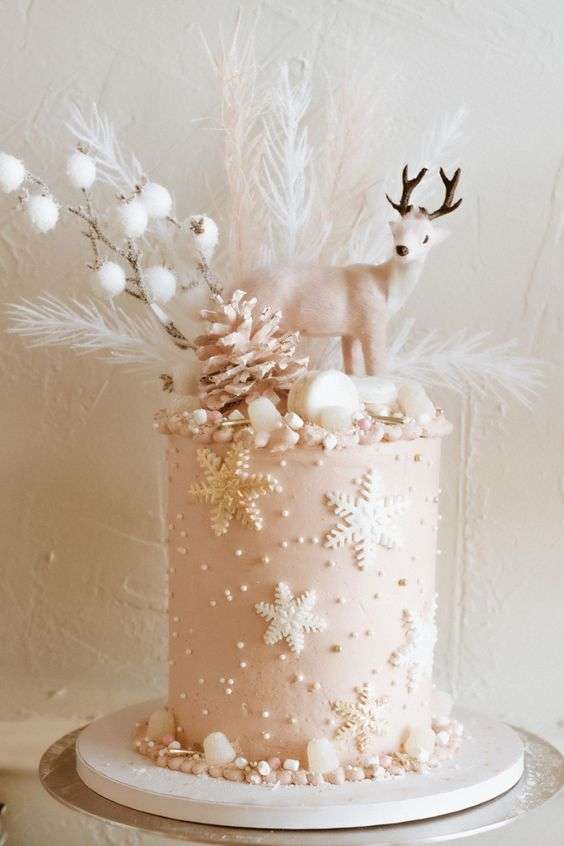 Lovely Christmas-Inspired Wedding Cakes