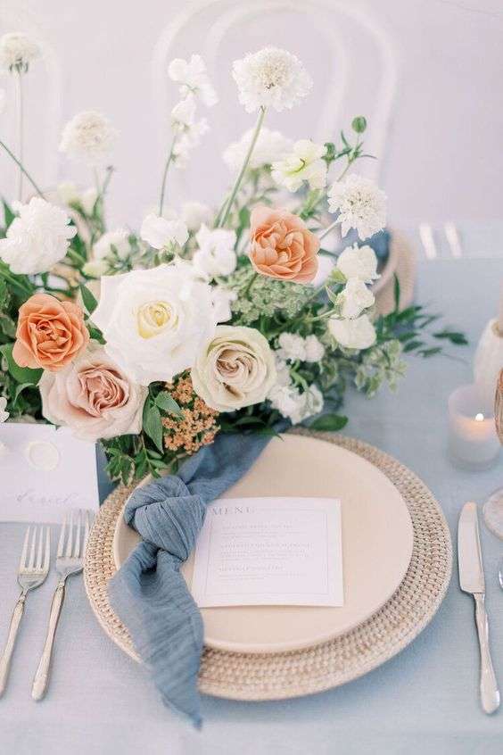 Peach and blue wedding theme
