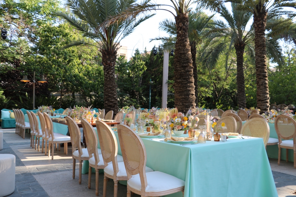 A Vivid Teal and Yellow Engagement Party