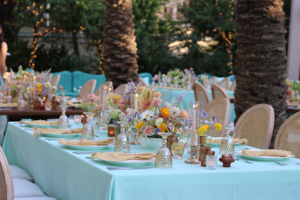 A Vivid Teal and Yellow Engagement Party