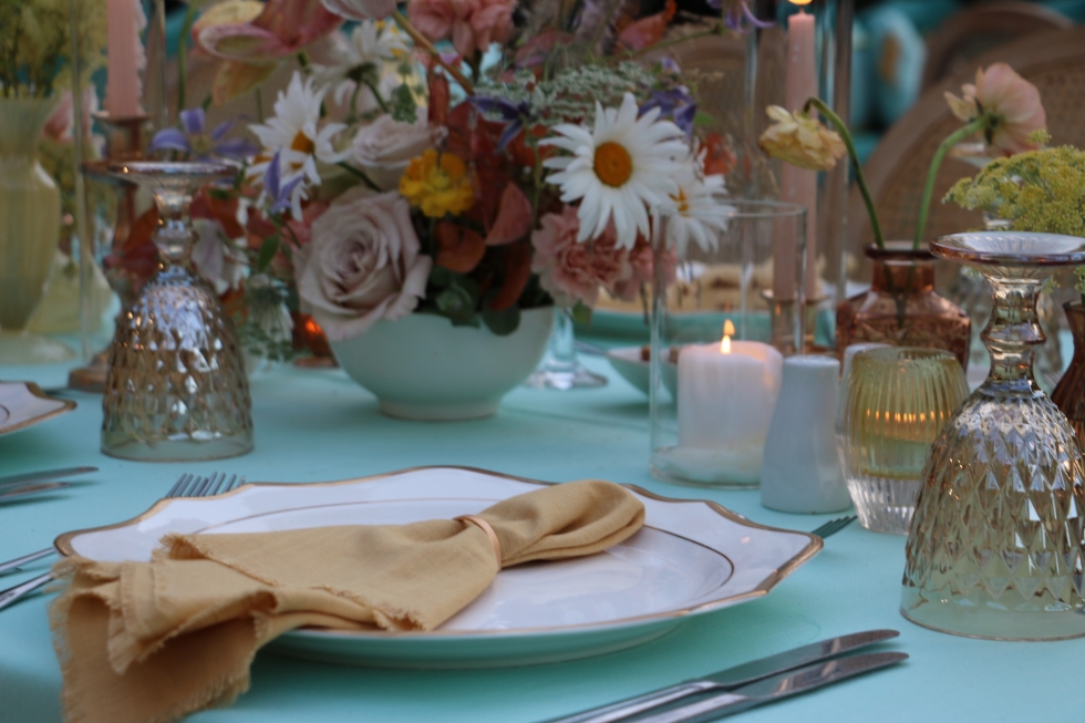 A Vivid Teal and Yellow Engagement Party