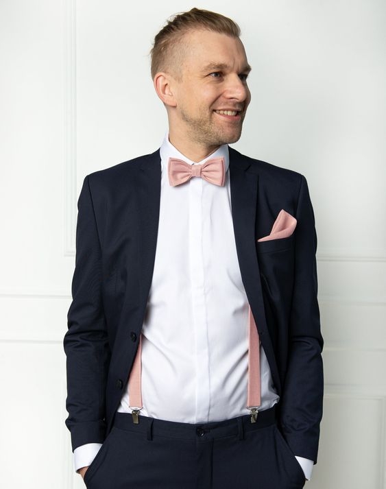 Pink Groom Suspenders