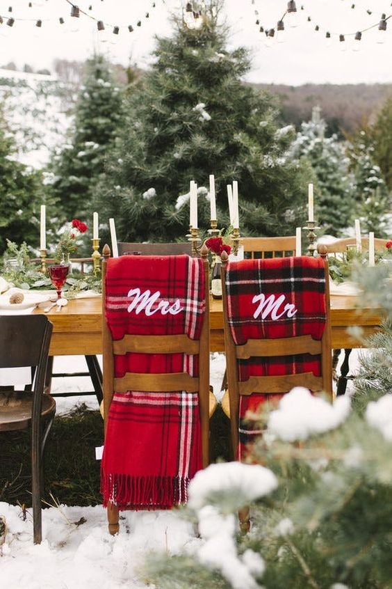Winter Wedding Chairs with Blankets Winter Wedding Chairs with Blankets