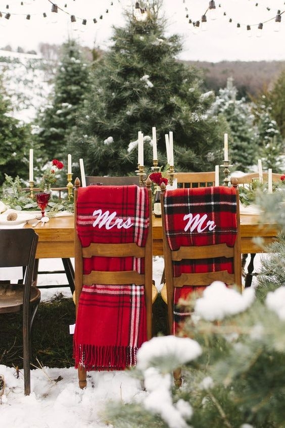 Winter Wedding Chairs with Blankets