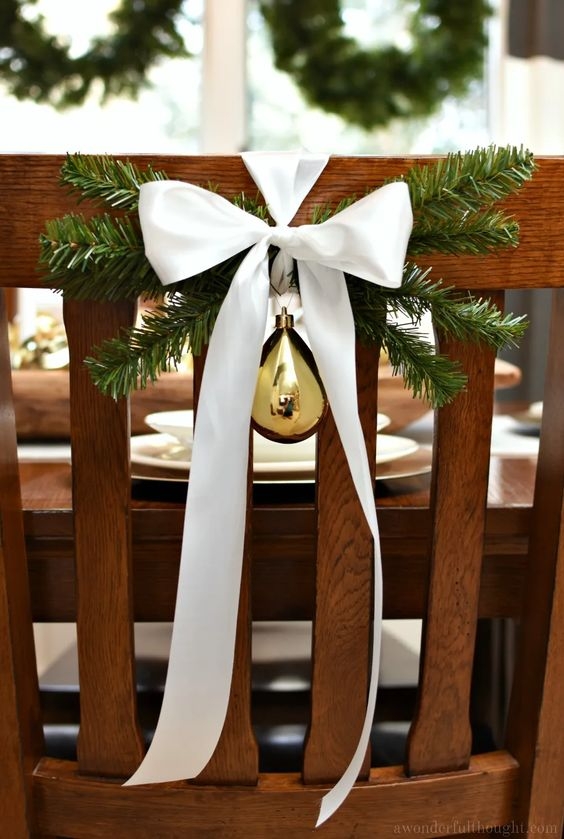 Winter Wedding Chairs with Ribbon