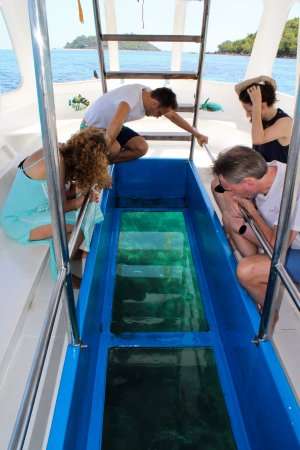 Glass Bottom Boat for Seychelles Honeymoon